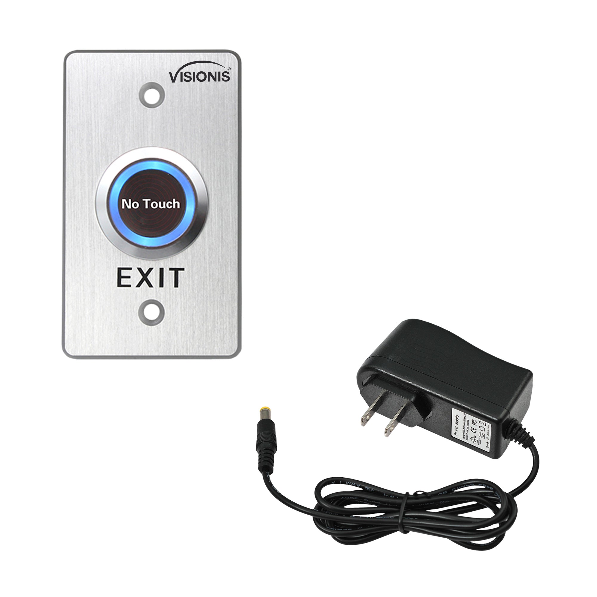 Visionis FPC-6322 Stainless Steel No Touch Infrared Request To Exit Button With Time Delay Mid Size With Power Supply