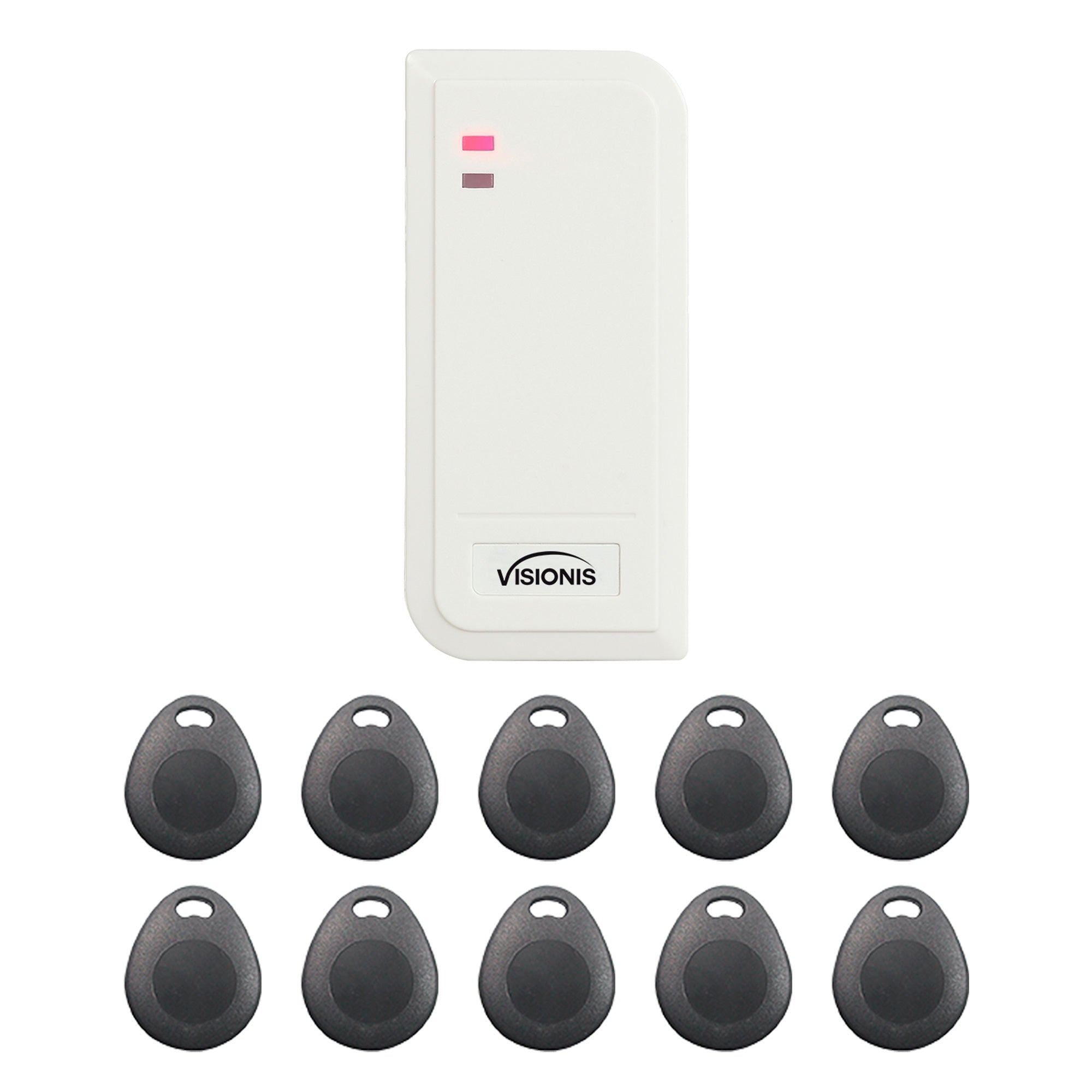 FPC-6439 VIS-3101 Access Control White Outdoor IP66 Card Reader Only Compatible With Wiegand 26 Bit With A 10 Pack Of Proximity Key Tags