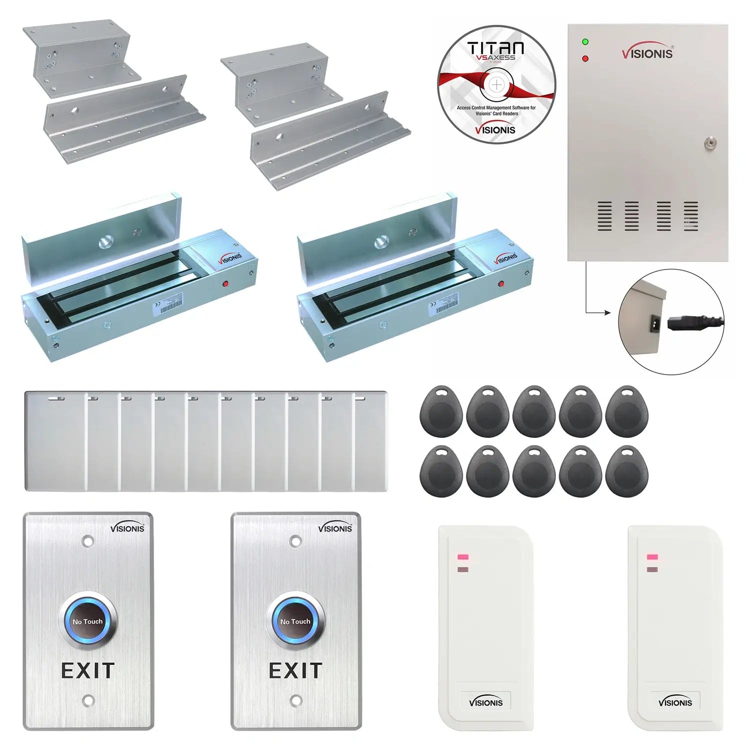 Commercial building access control systems with 1200 lbs magnetic door locks, card readers, software - FPC-6482