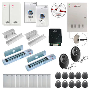 Business access control systems with 300 lbs magnetic door locks, card readers, exit buttons, management software - FPC-6496