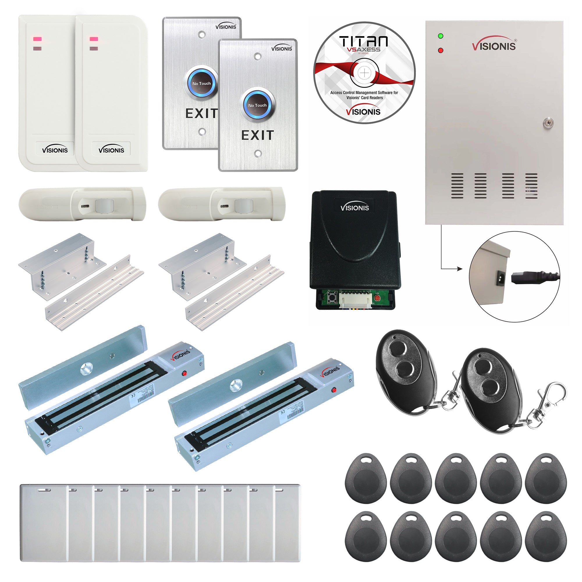 Business access control systems with 600 lbs magnetic door locks, card readers, exit buttons, management software - FPC-6498