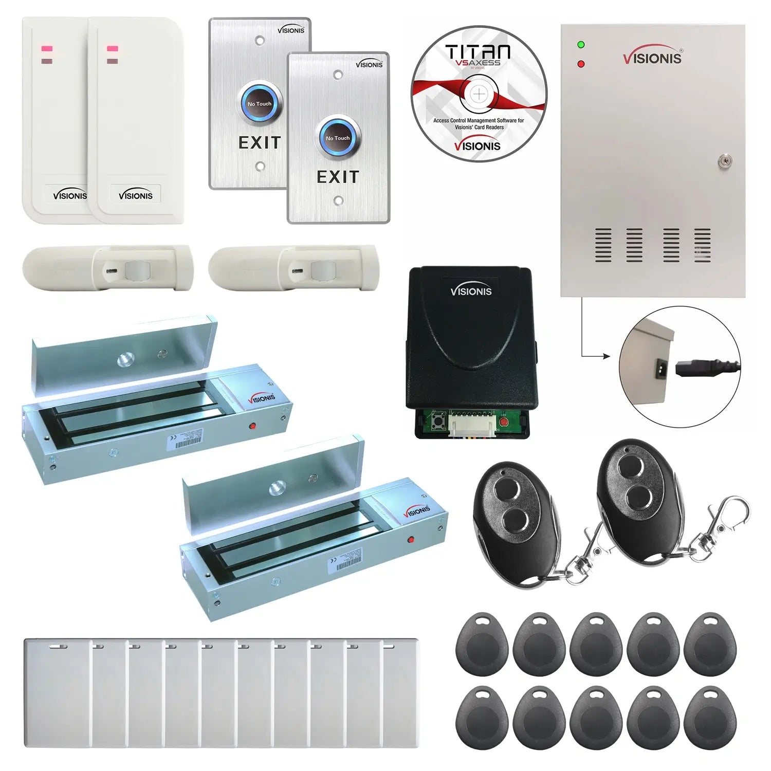 Business access control systems with 1200 lbs magnetic door locks, card readers, exit buttons, management software - FPC-6499