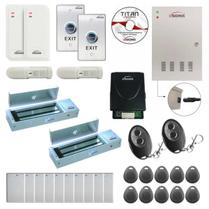 Business access control systems with 1200 lbs magnetic door locks, card readers, exit buttons, management software - FPC-6499