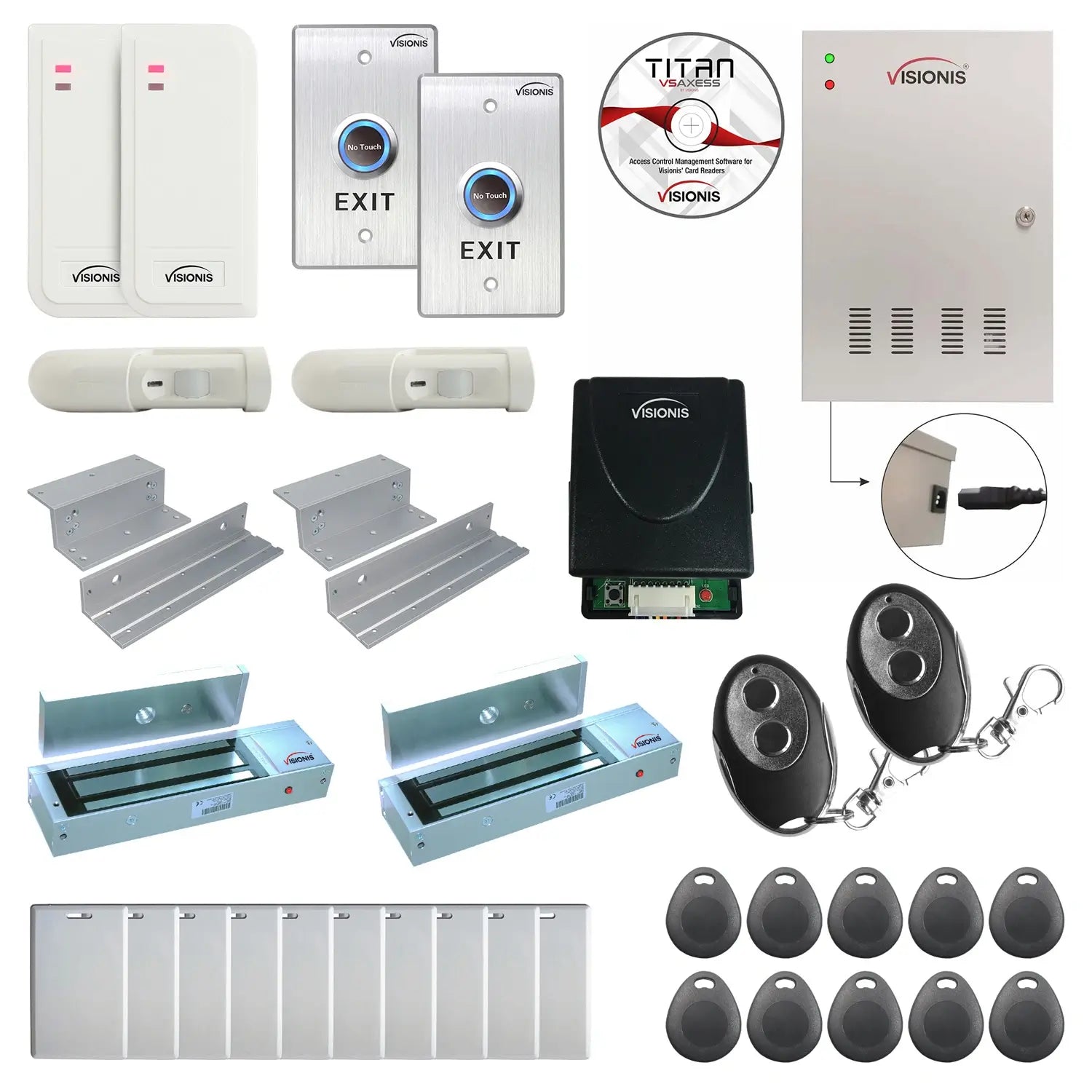 Business access control systems with 1200 lbs magnetic door locks, card readers, exit buttons, management software - FPC-6500