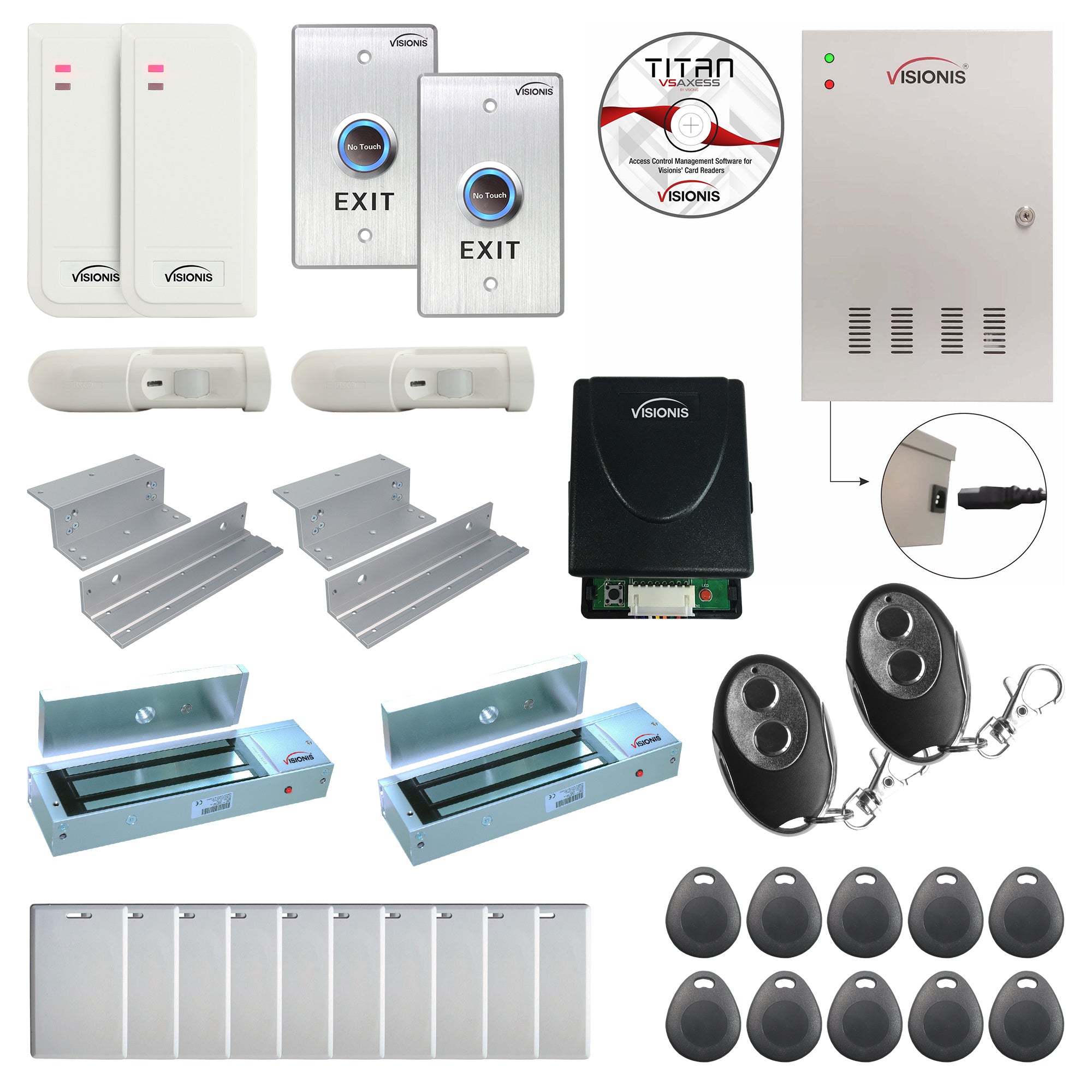 Business access control systems with 1200 lbs magnetic door locks, card readers, exit buttons, management software - FPC-6500