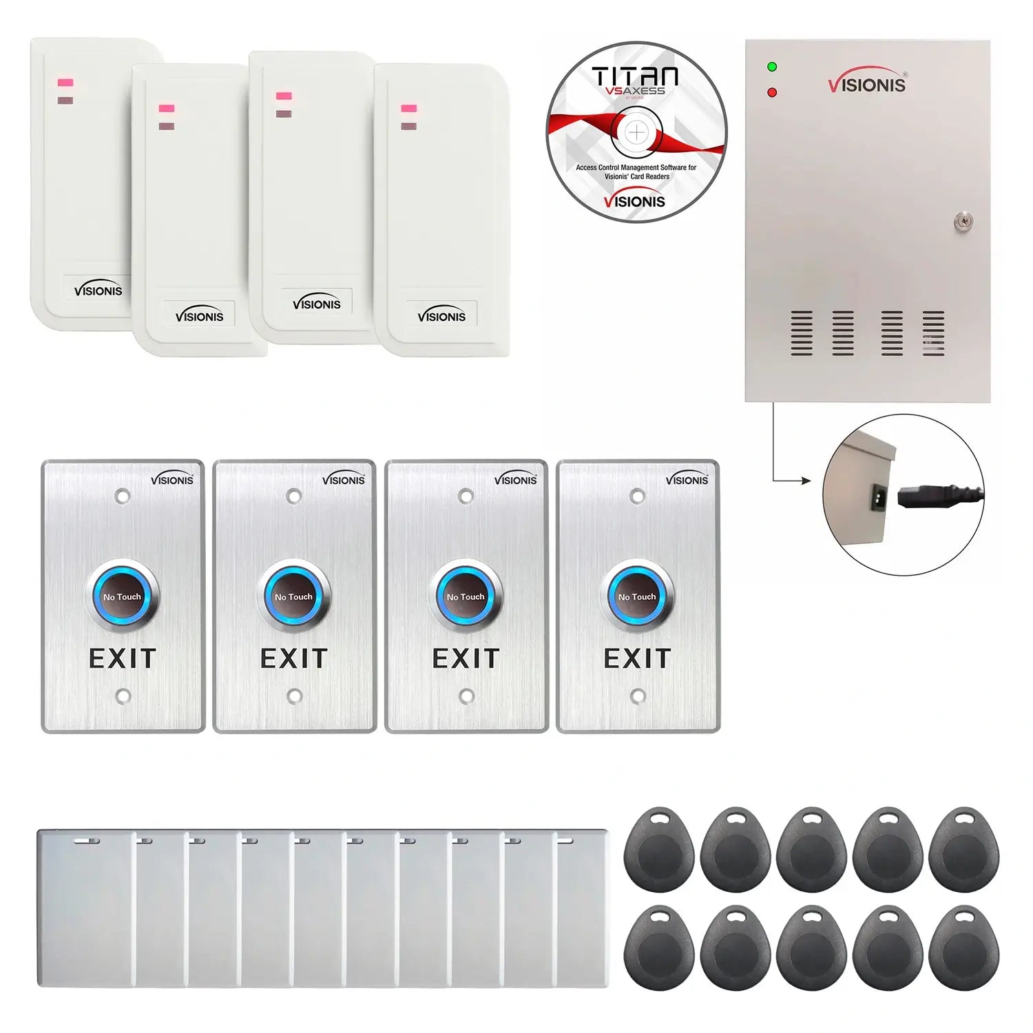 Card access control systems with card readers, exit buttons, management software - FPC-6548