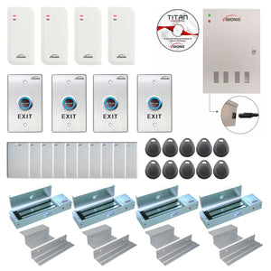 Card access control systems with 1200 lbs Maglocks, card readers, exit buttons, management software - FPC-6554