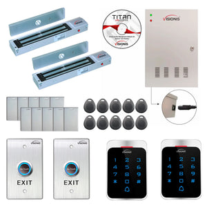 Commercial access control systems with 600 lbs maglocks, controller box, keypad and card reader - FPC-7287