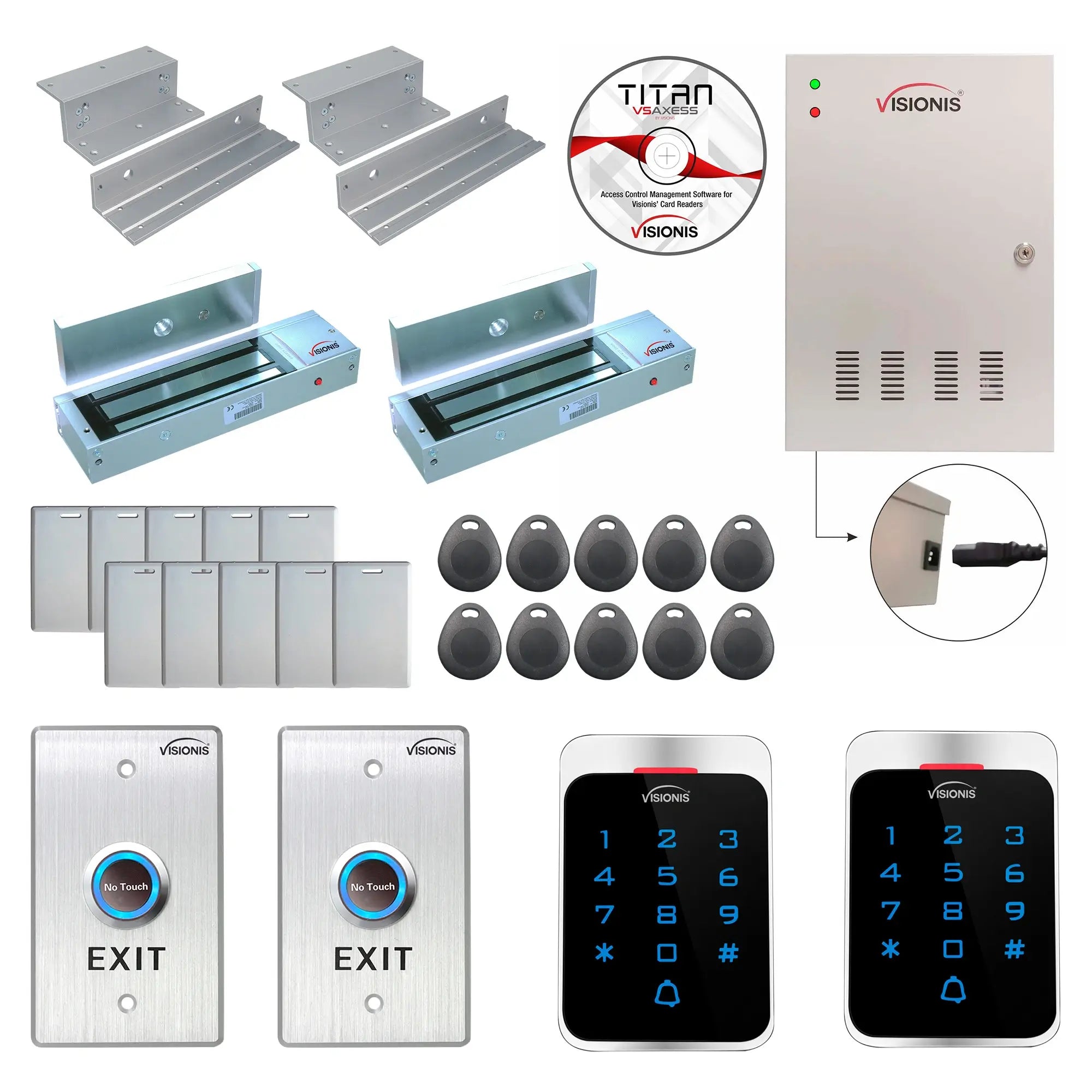 Commercial access control systems with maglocks, controller box, keypad and card reader - FPC-7291