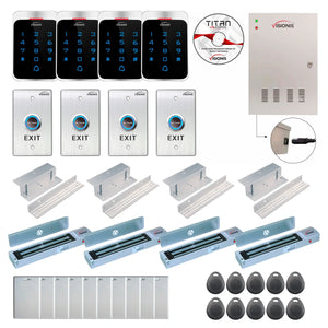 Building access control systems with 600 lbs magnetic door locks, controller box, keypad  and card reader - FPC-7306
