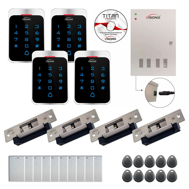 Building access control systems with electric door strikes, controller box, keypad and card reader - FPC-7308