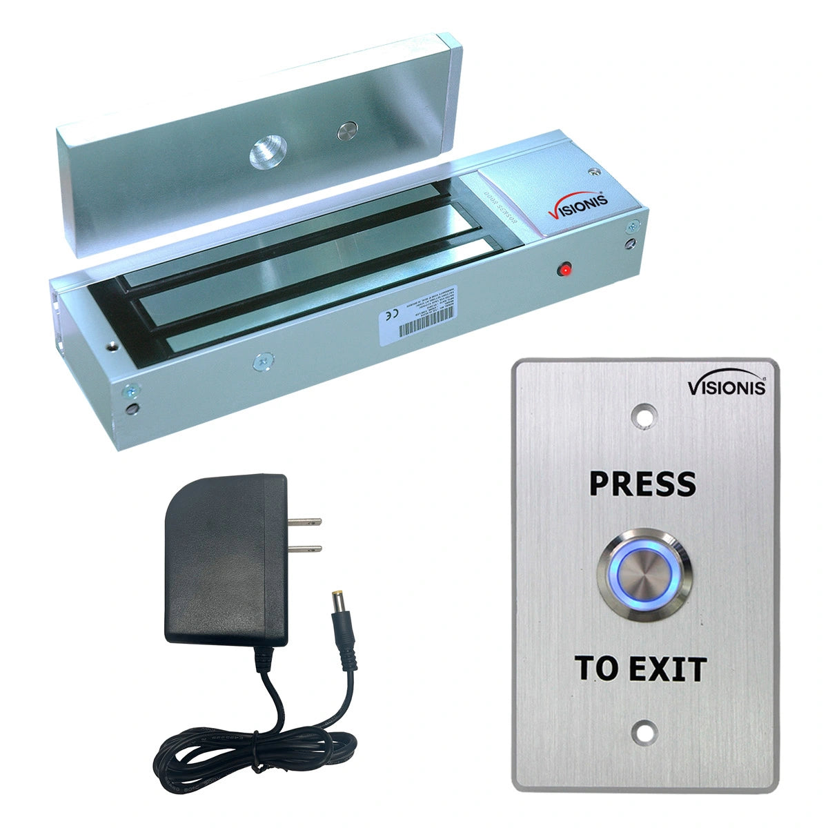 1200 lbs magnetic door lock kit with push to exit button - FPC-7323