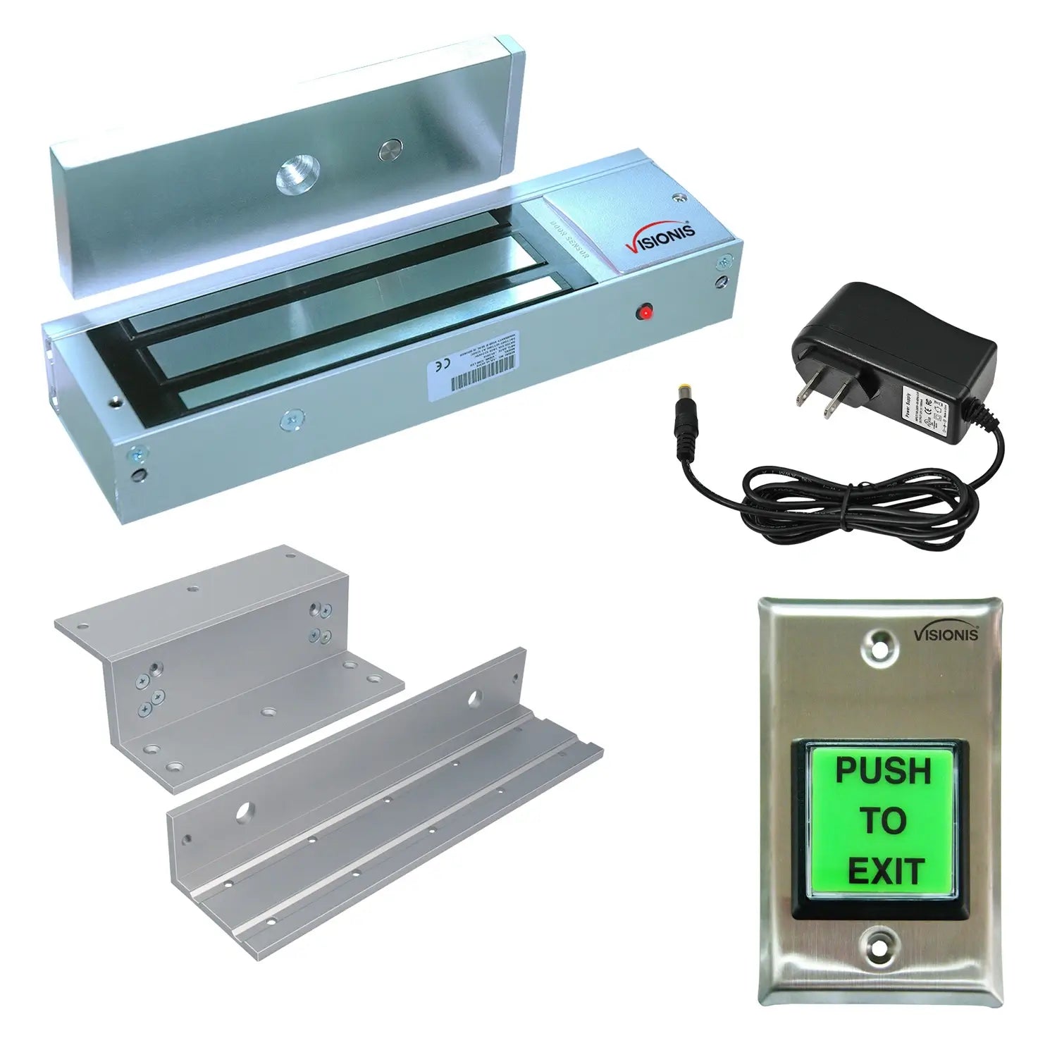 1200 lbs magnetic door lock kit with push to exit button - FPC-7325