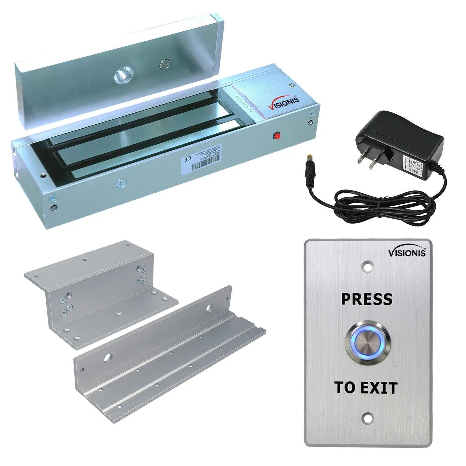 1200 lbs magnetic door lock kit with push to exit button - FPC-7326