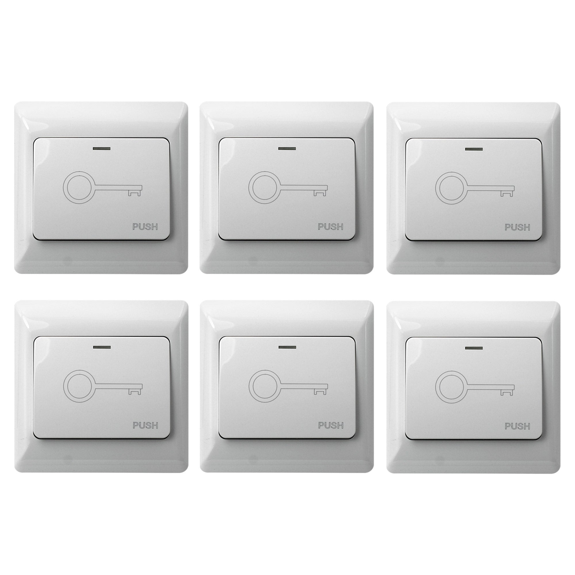 Visionis 6 Pack FPC-7451 VIS-7030 White Wide Push To Exit Button For Access Control NC, COM And NO Outputs, Indoor Only