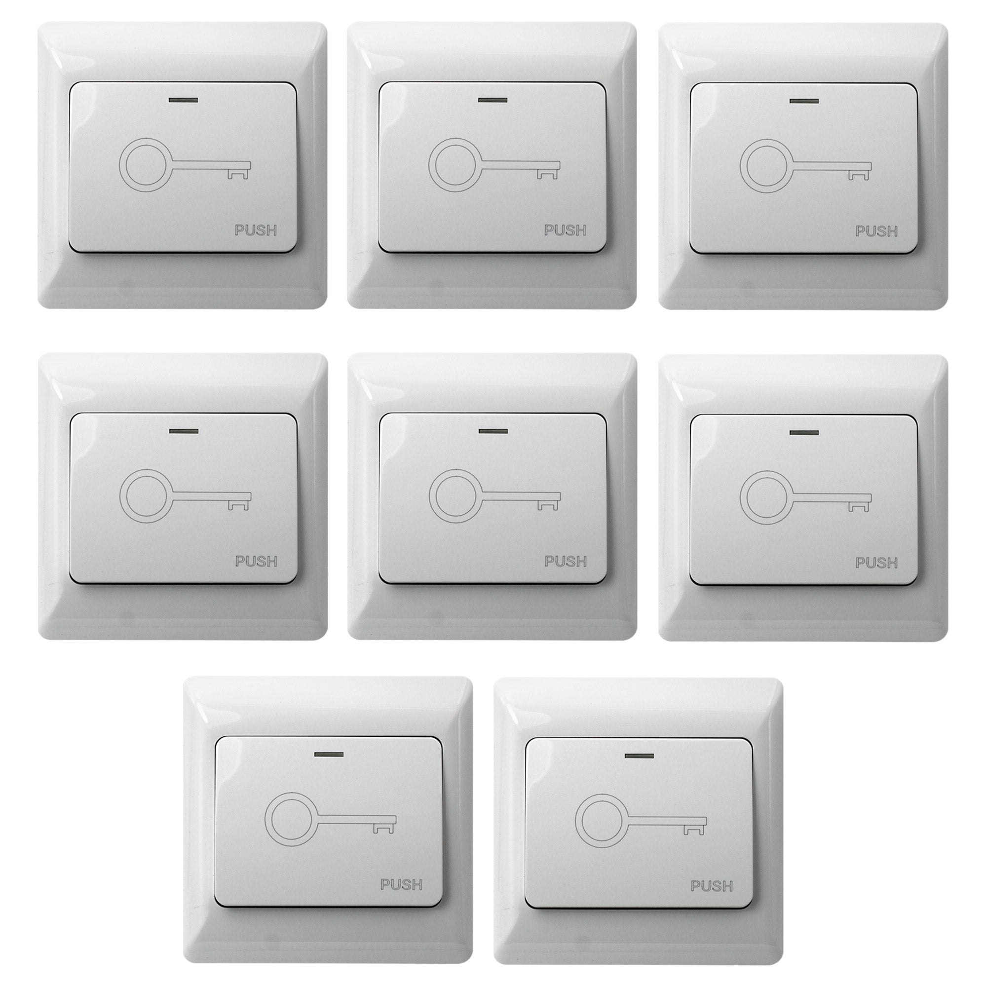 Visionis 8 Pack FPC-7452 VIS-7030 White Wide Push To Exit Button For Access Control NC, COM And NO Outputs, Indoor Only