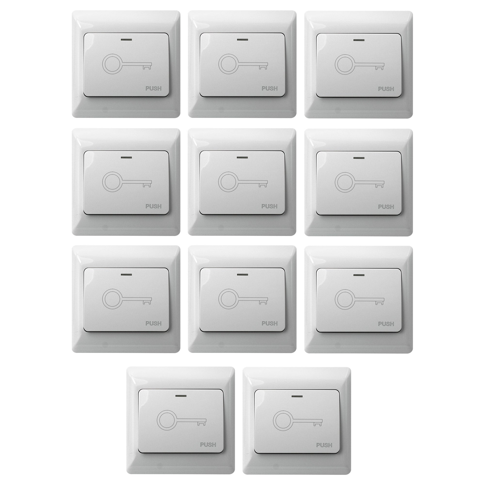 Visionis 10 Pack FPC-7453 VIS-7030 White Wide Push To Exit Button For Access Control NC, COM And NO Outputs, Indoor Only