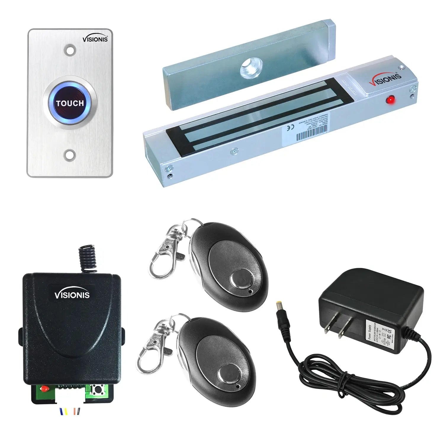 300 lbs Magnetic door lock with button release, wireless receiver. Wireless Remote Buzz-In Kits - FPC-7454
