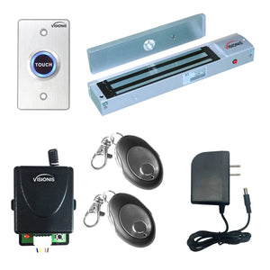 600 lbs Magnetic door lock with button release, wireless receiver. Wireless Remote Buzz-In Kits - FPC-7455