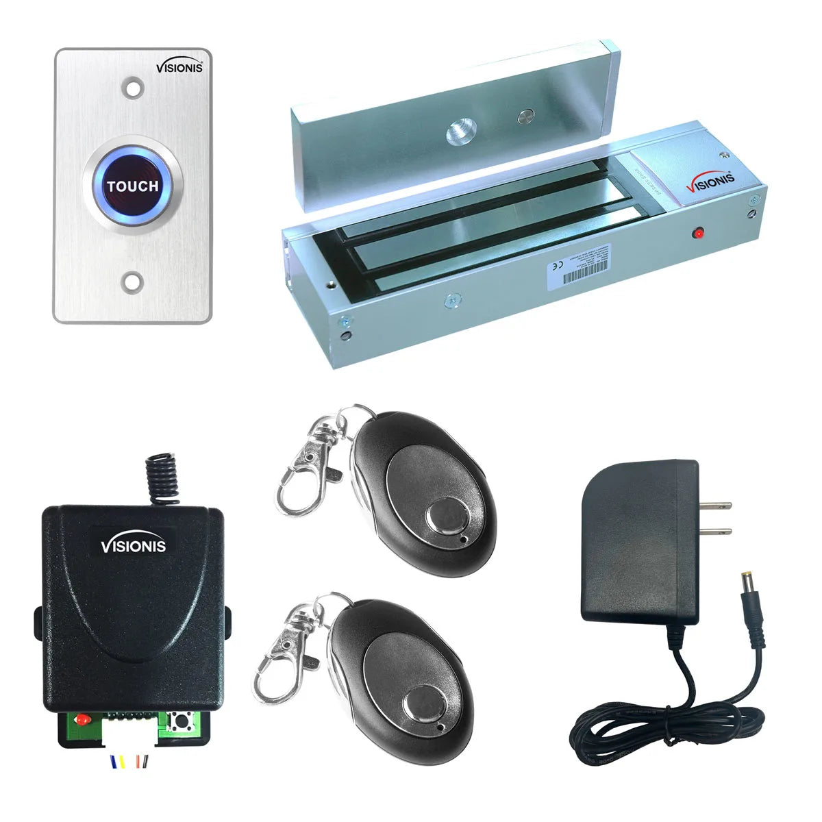 1200 lbs Magnetic door lock with button release, wireless receiver. Wireless Remote Buzz-In Kits - FPC-7456