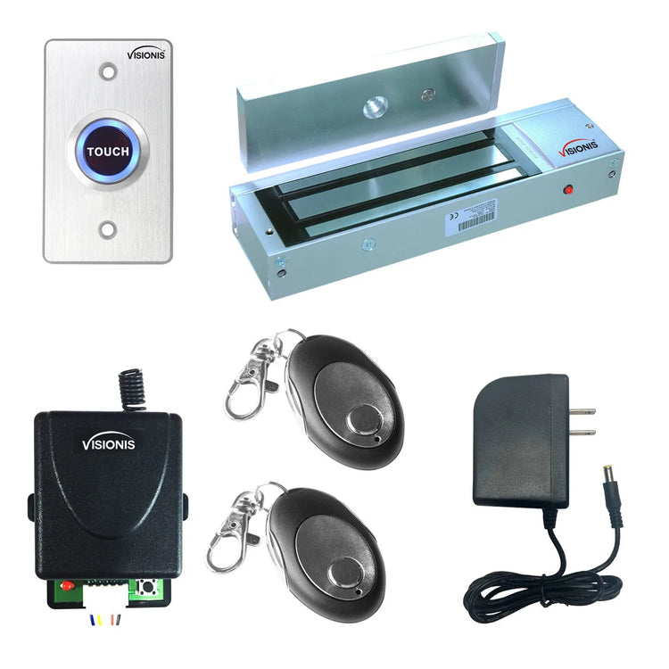 1200 lbs Magnetic door lock with button release, wireless receiver. Wireless Remote Buzz-In Kits - FPC-7456