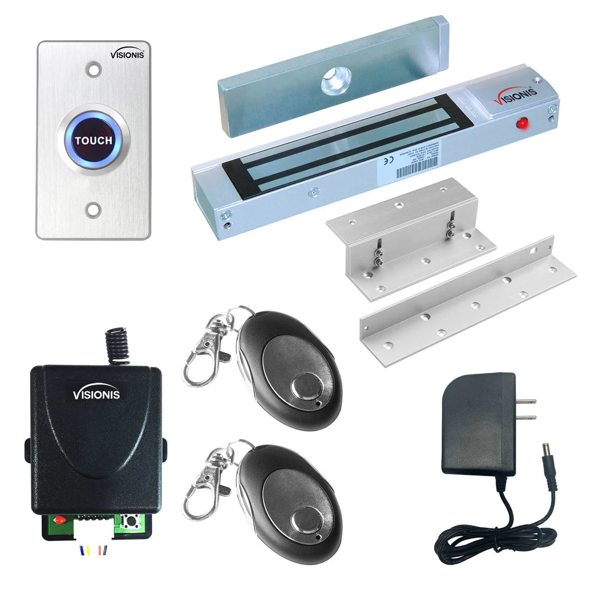 300 lbs Magnetic door lock with button release, wireless receiver. Wireless Remote Buzz-In Kits - FPC-7457