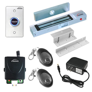 300 lbs Magnetic door lock with button release, wireless receiver. Wireless Remote Buzz-In Kits - FPC-7457