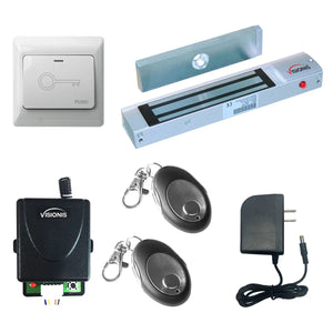 300 lbs Magnetic door lock with button release, wireless receiver and remotes - FPC-7462