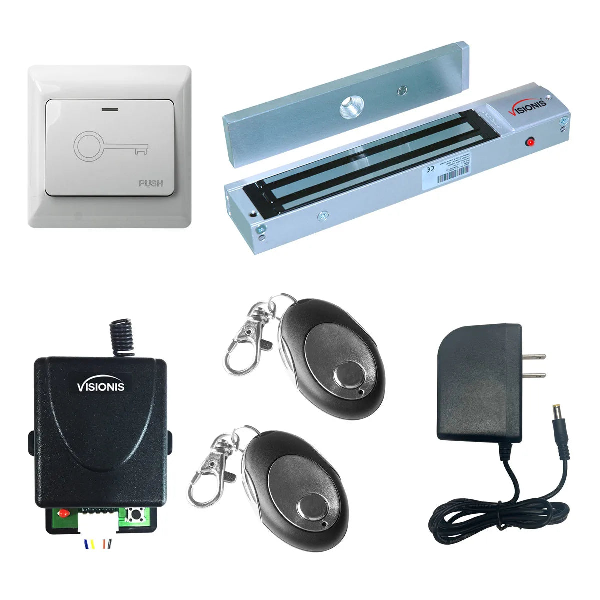 600 lbs Magnetic door lock with button release, wireless receiver and remotes - FPC-7463