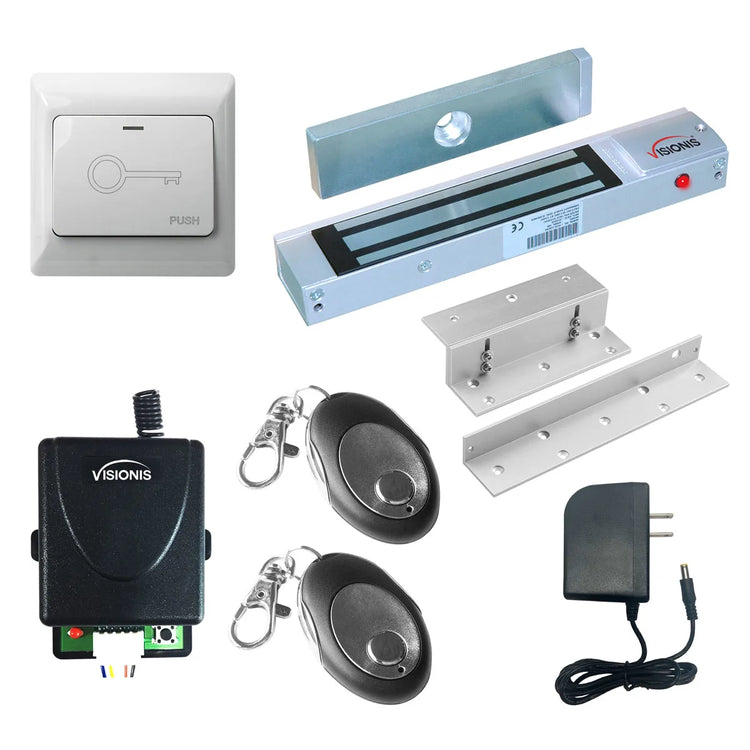 300 lbs Magnetic door lock with button release, wireless receiver and remotes - FPC-7465
