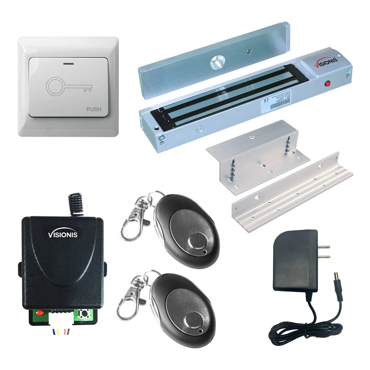 600 lbs Magnetic door lock with button release, wireless receiver and remotes - FPC-7466