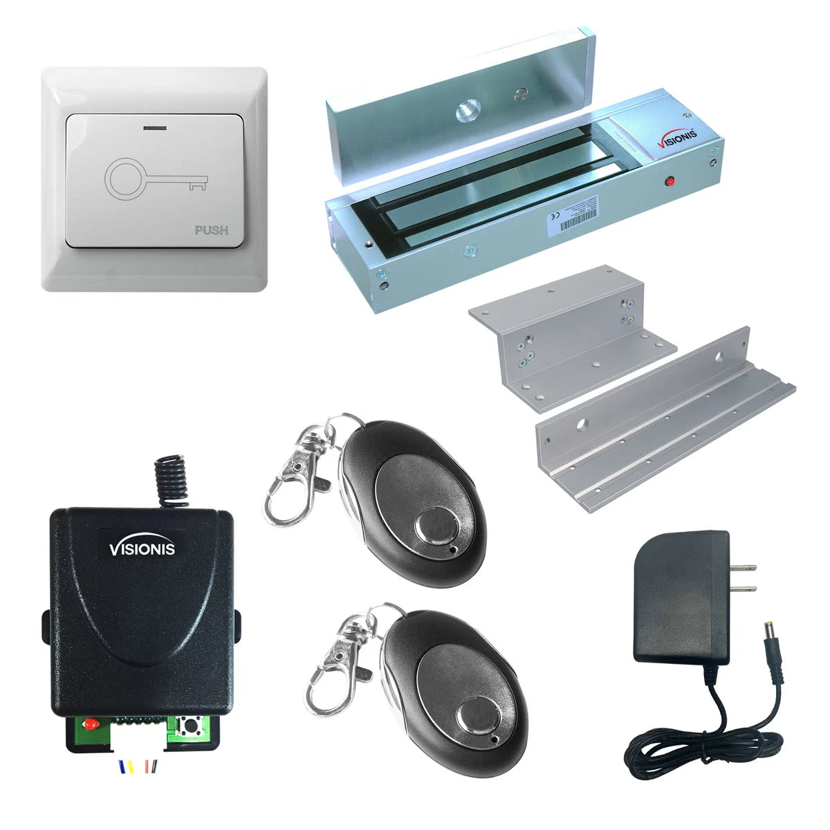 1200 lbs Magnetic door lock with button release, wireless receiver and remotes - FPC-7467