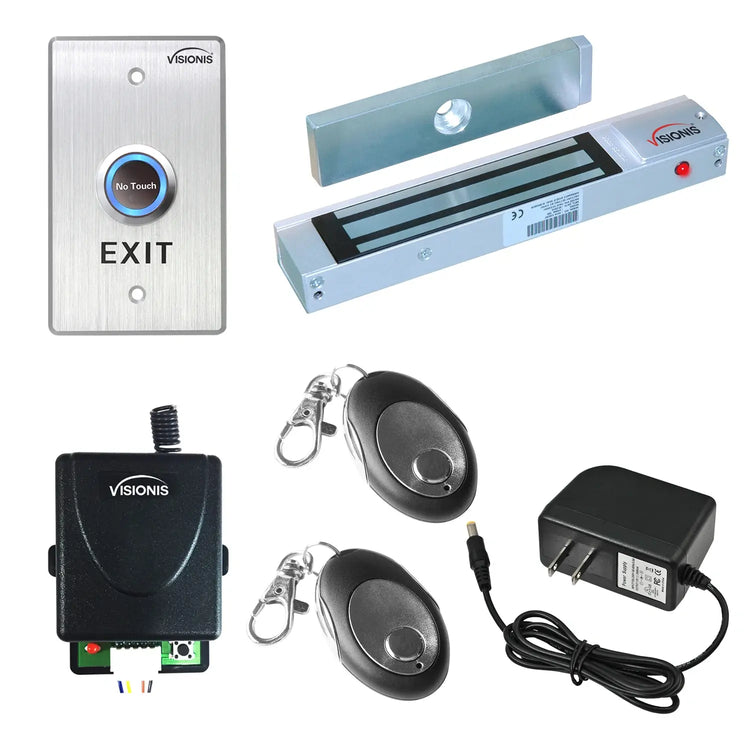 300 lbs Magnetic door lock with button release, wireless receiver and remotes - FPC-7469