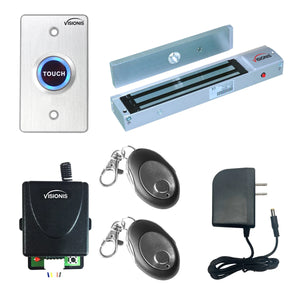 600 lbs Magnetic door lock with button release, wireless receiver and remotes - FPC-7470