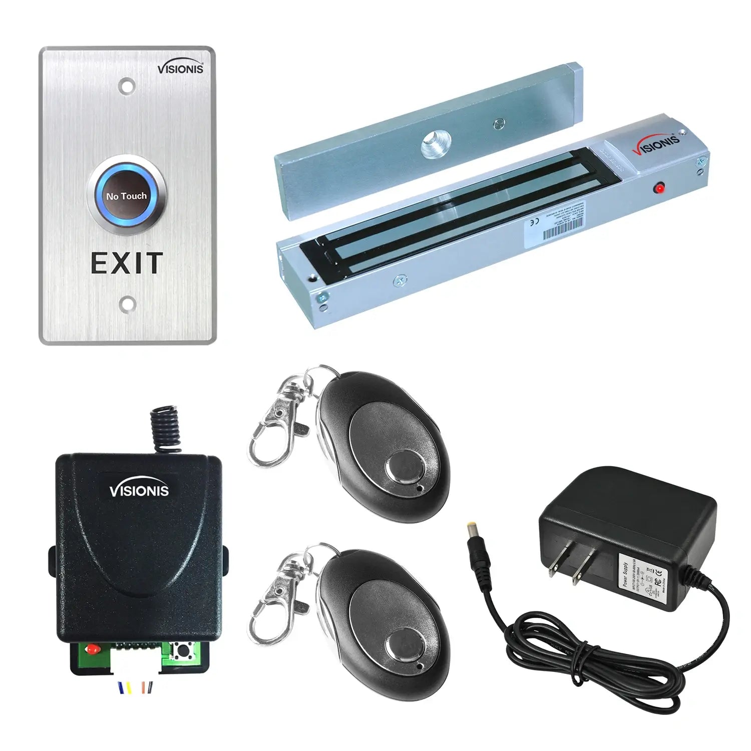 600 lbs Magnetic door lock with button release, wireless receiver and remotes - FPC-7470