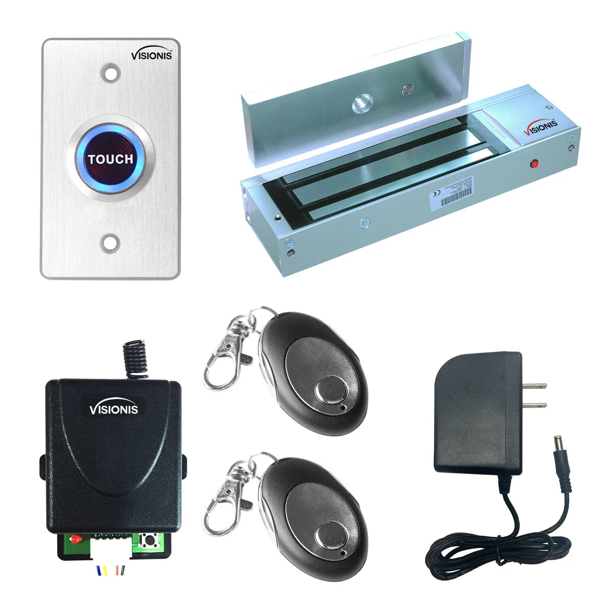 1200 lbs Magnetic door lock with button release, wireless receiver and remotes - FPC-7471