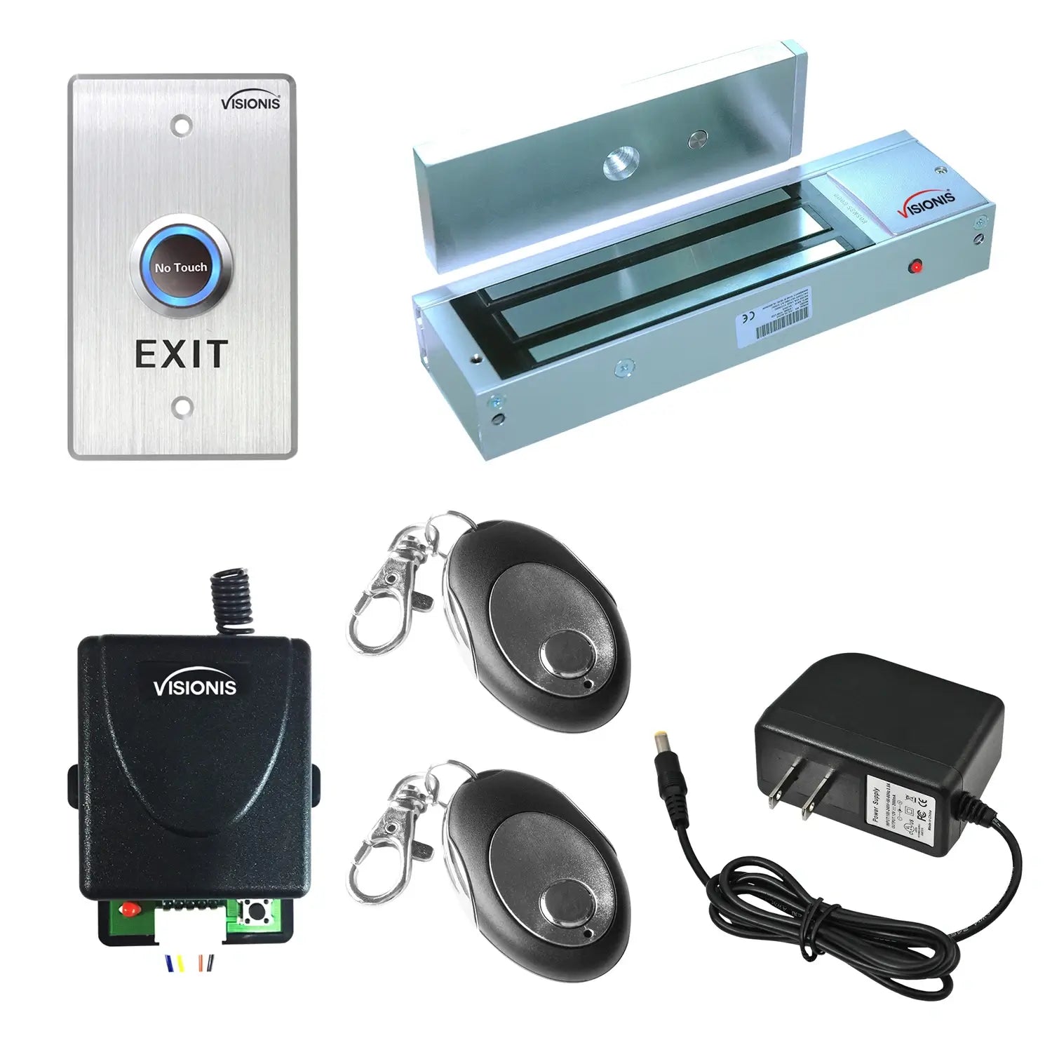 1200 lbs Magnetic door lock with button release, wireless receiver and remotes - FPC-7471