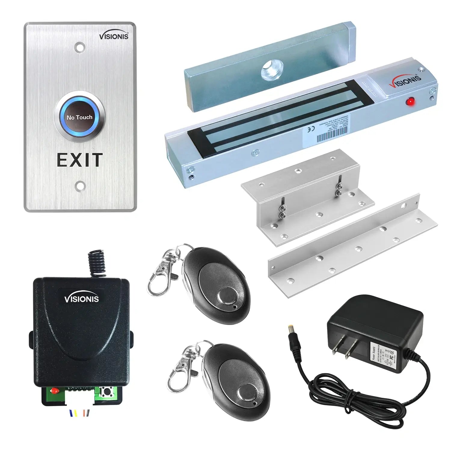 300 lbs Magnetic door lock with button release, wireless receiver and remotes - FPC-7472