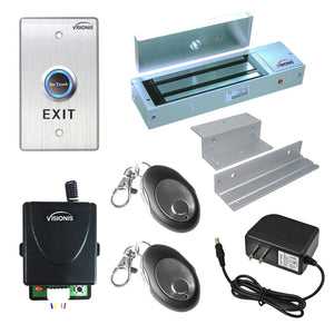 1200lbs Magnetic door lock with button release, wireless receiver and remotes - FPC-7474
