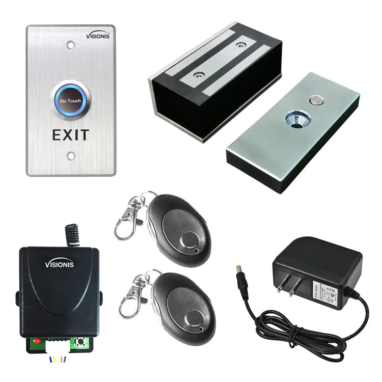 Cabinet magnetic lock kit with no-touch exit button and remote access. VIS-ML120 FPC-7475 VISIONIS