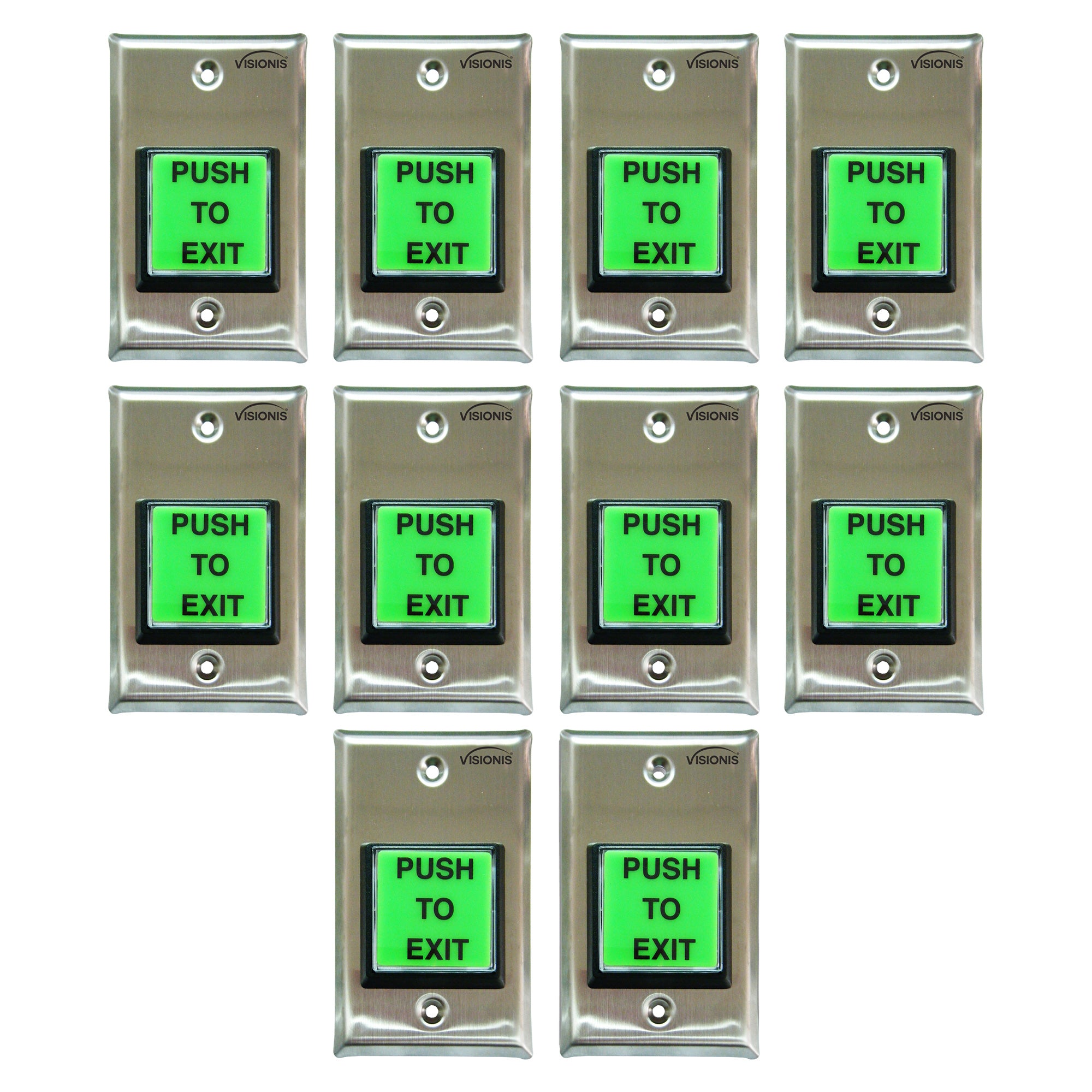 Push Exit 10 Pack Green Push to Exit Button for Door Access Control. With Timer ...