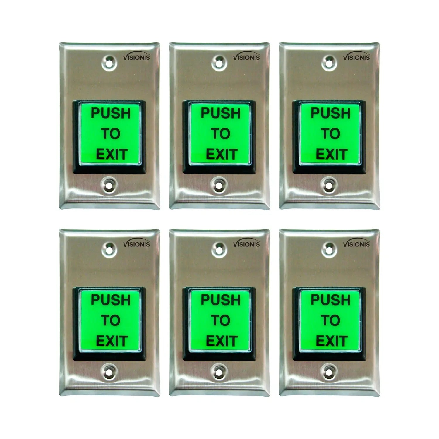 Pack of 6 green push to exit buttons - VIS-7000 Visionis