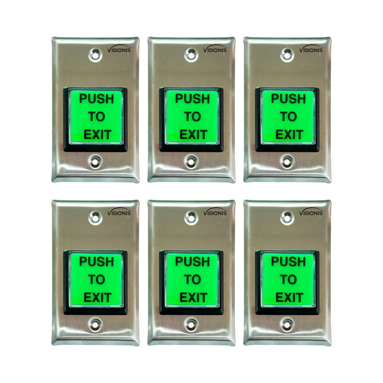 Pack of 6 green push to exit buttons - VIS-7000 Visionis