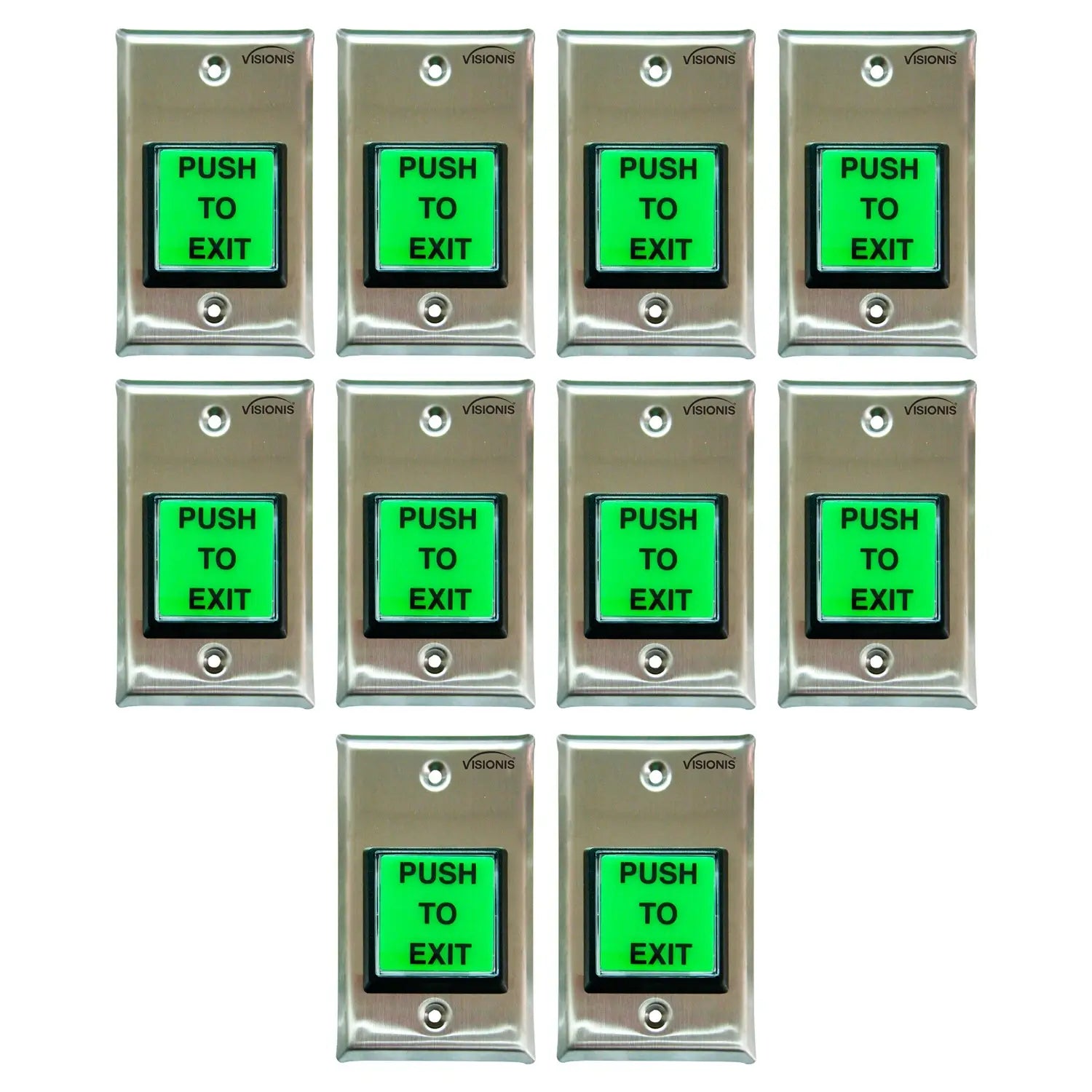 Pack of 10 green push to exit buttons - VIS-7000 Visionis