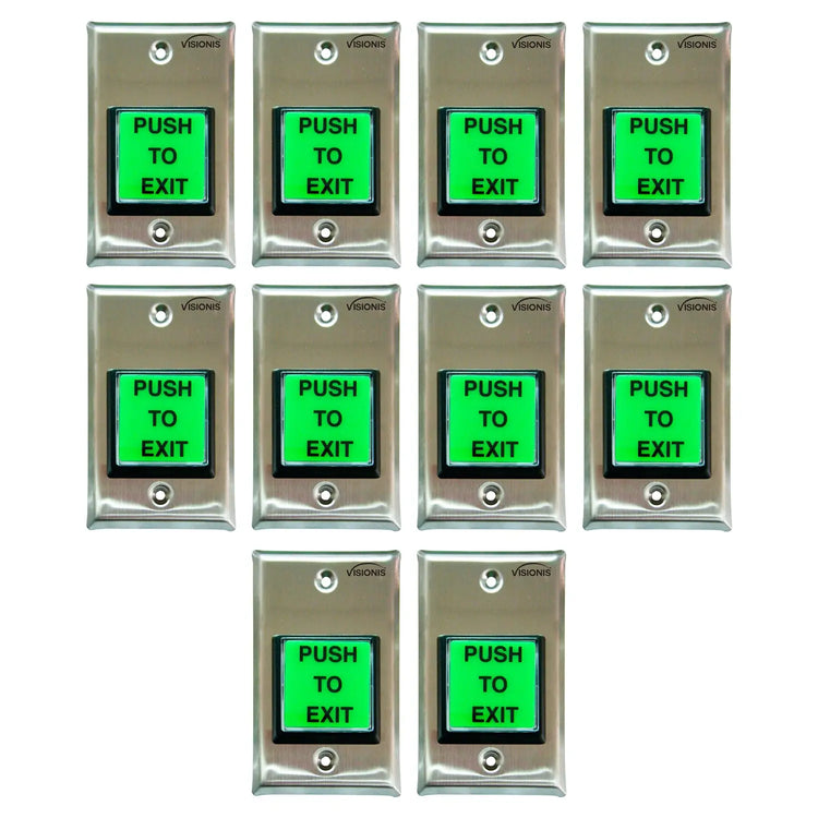 Pack of 10 green push to exit buttons - VIS-7000 Visionis