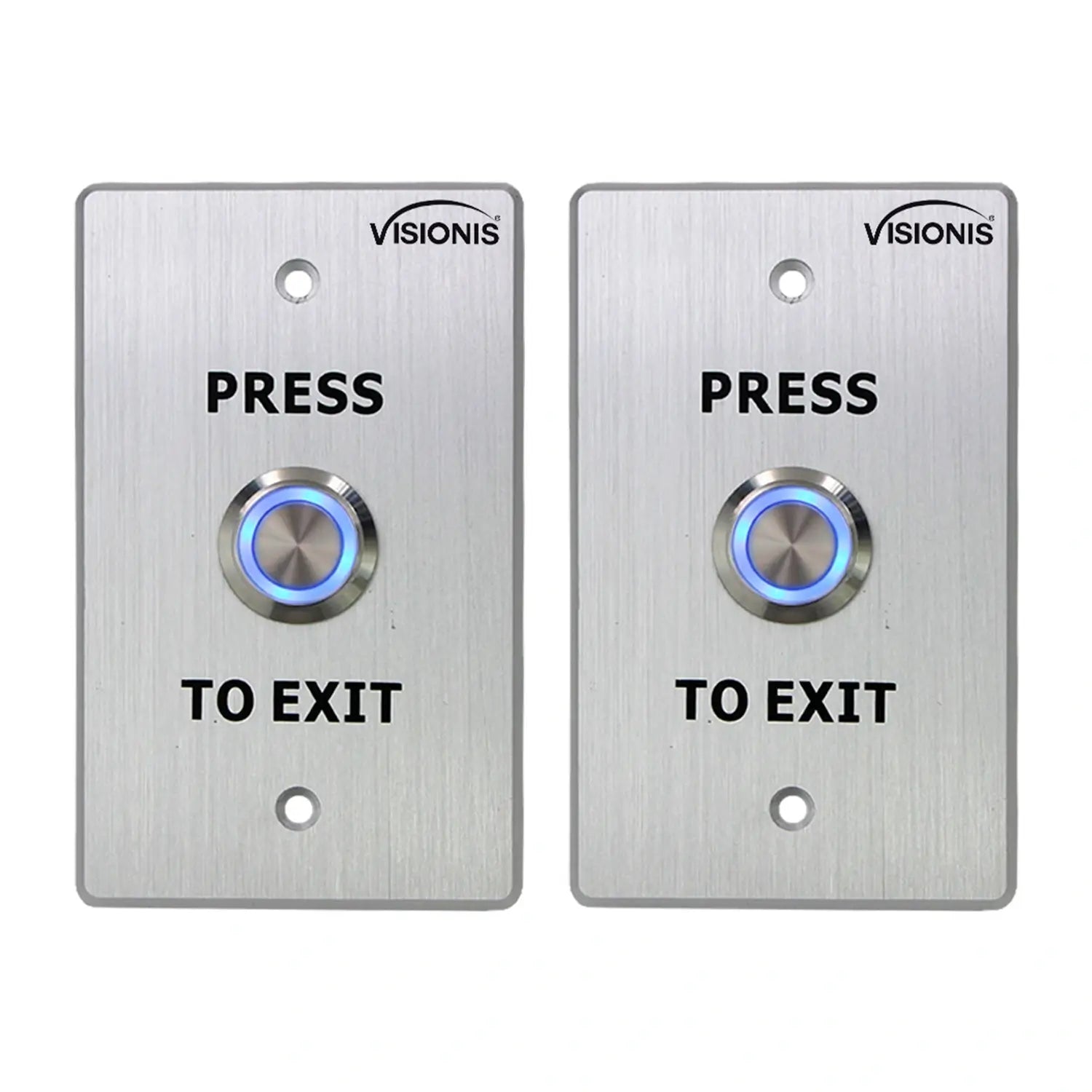 Pack of 2 weatherproof push to exit button with stainless steel and LED indicator - Visionis VIS-7001 