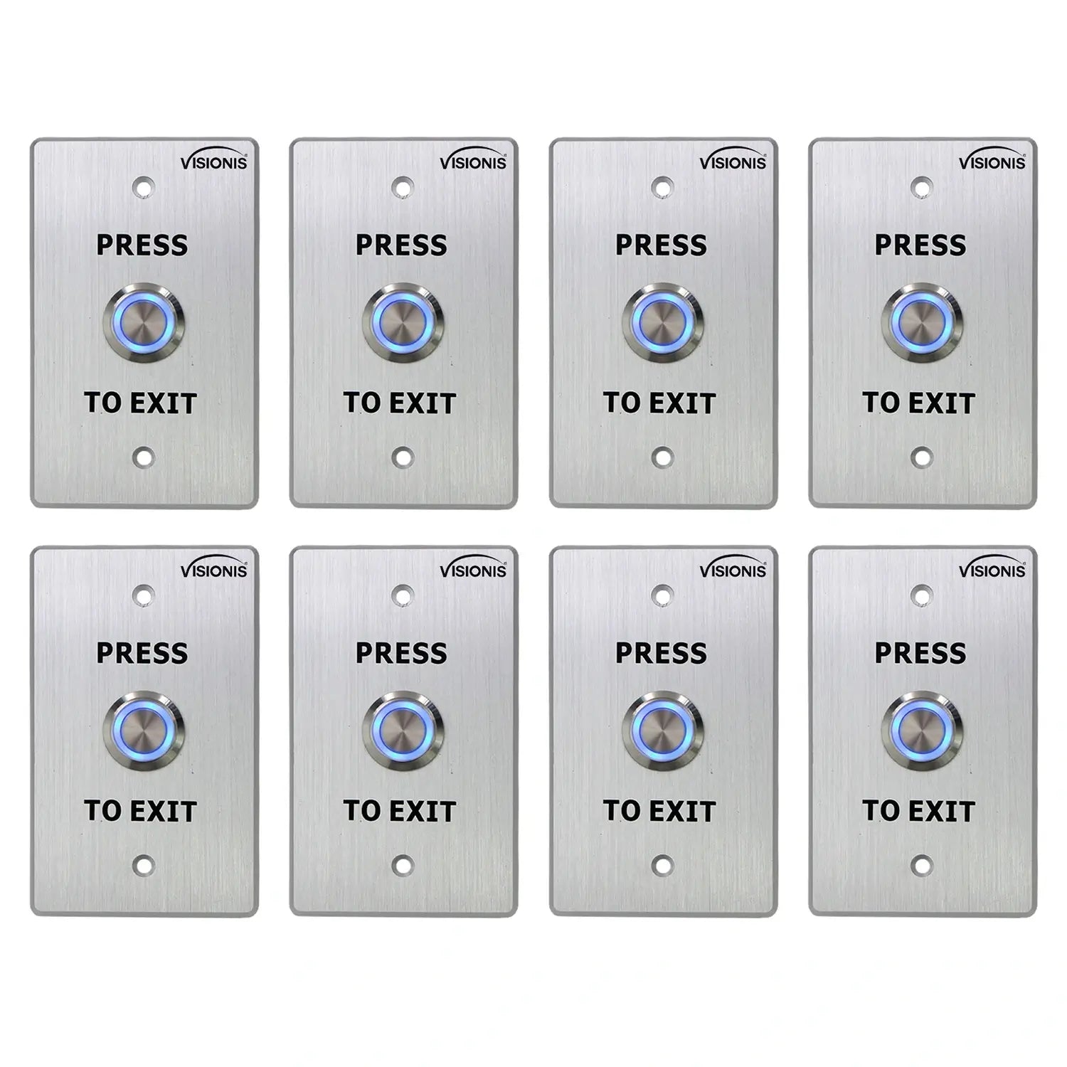 Pack of 8 waterproof push to exit buttons for door access control - Visionis VIS-7001 