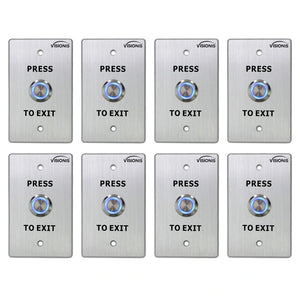 Pack of 8 waterproof push to exit buttons for door access control - Visionis VIS-7001 