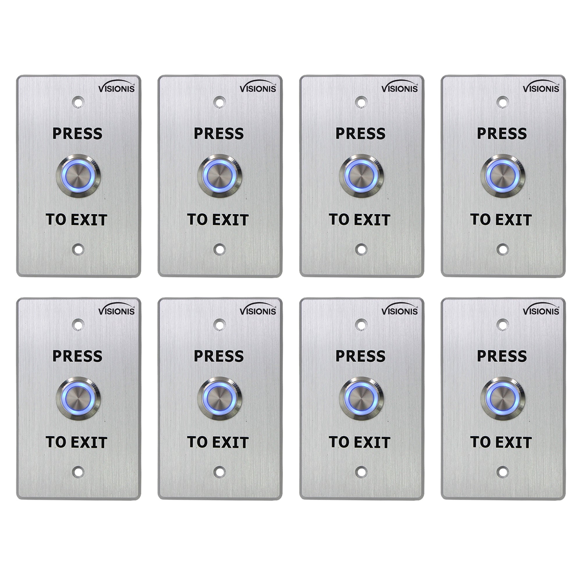 Pack of 8 waterproof push to exit buttons for door access control - Visionis VIS-7001