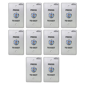 Pack of 10 waterproof push to exit buttons - Visionis VIS-7001 